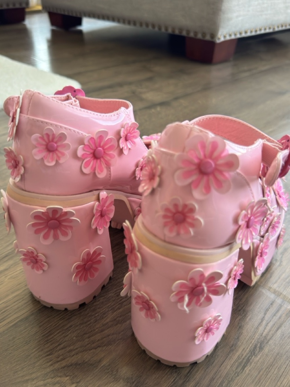 Dolls Kill Pink Floral Patent Platform Mary Janes - Picture 6 of 10